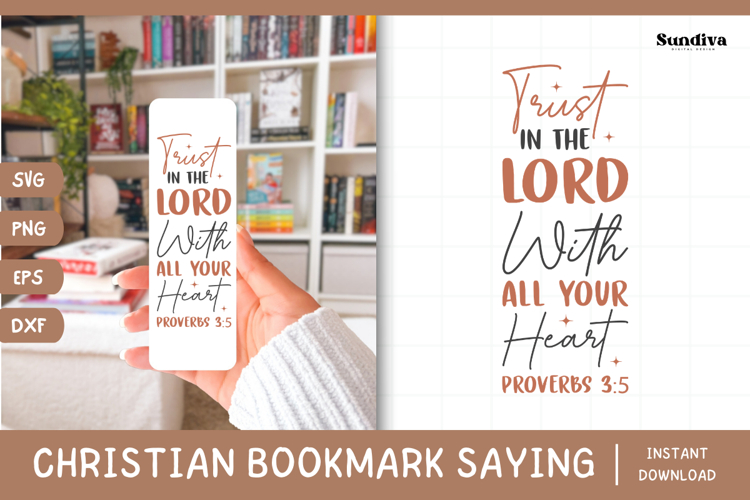 Christian Bookmark Saying SVG | Trust In The Lord