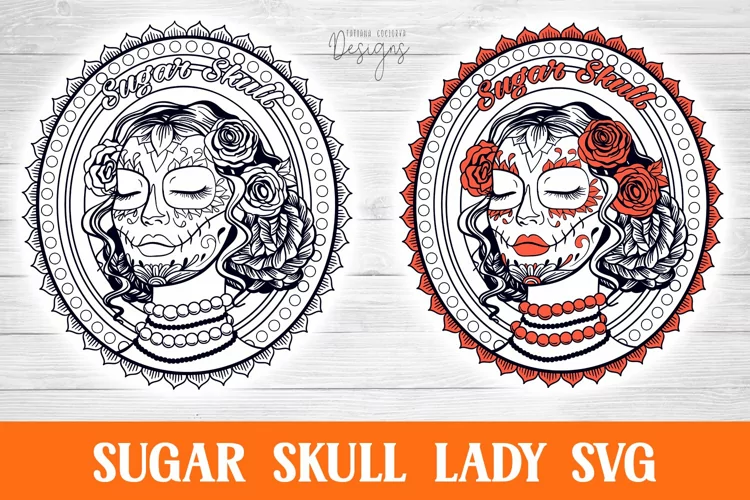 Sugar Skull Lady | SVG cut file | Coloring Page