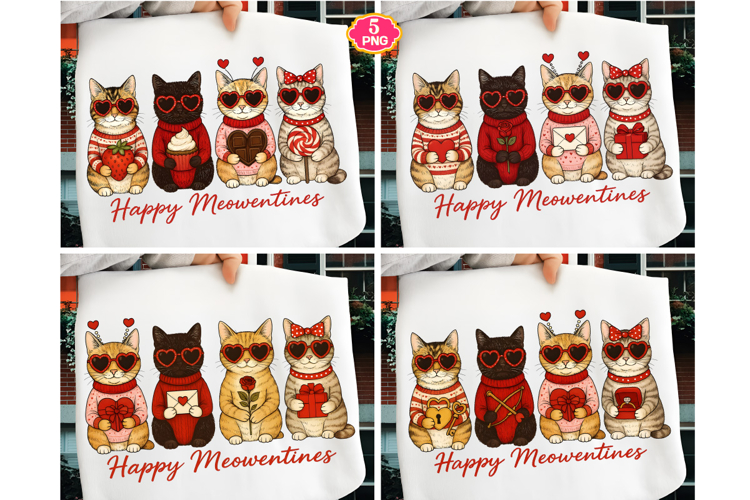 Happy Meowentine PNG, Cat Valentine PNG, Valentines day PNG