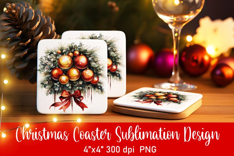Vintage Christmas Coaster Sublimation PNG