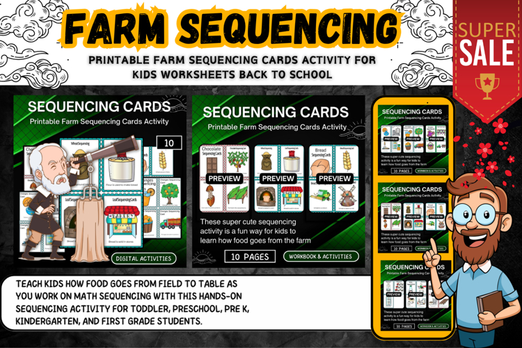 Printable Farm Sequencing Cards Activity Worksheets activity