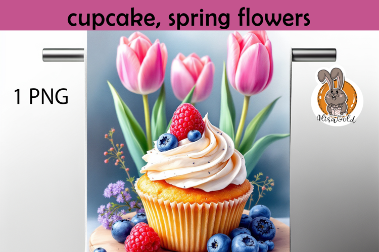 cupcake, spring flowers