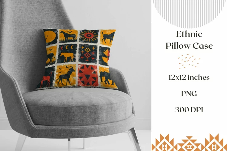 Ethnic Pillow Case Design, Ethnic Pillowcase Sublimation PNG