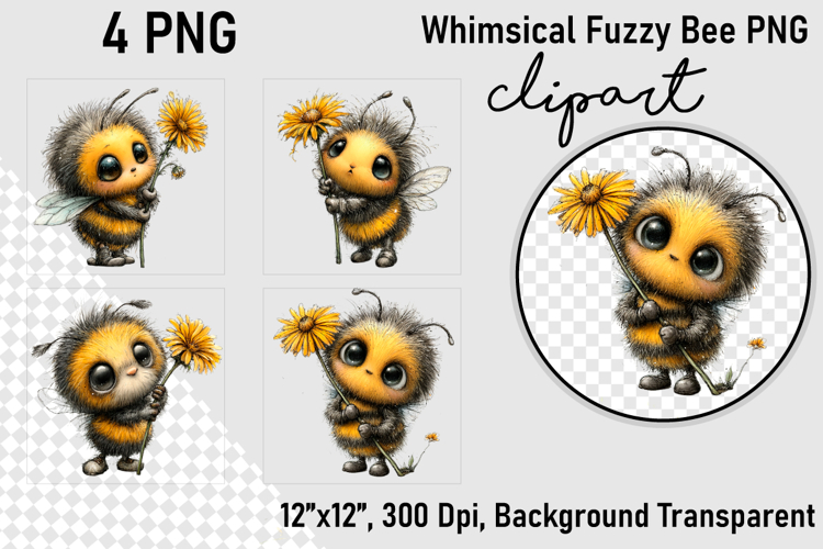 Whimsical Fuzzy Bee PNG Clipart, Clipart PNG
