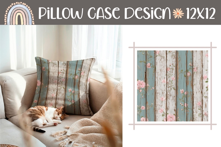 Rustic Pillow Template, Floral Pillow Case Design