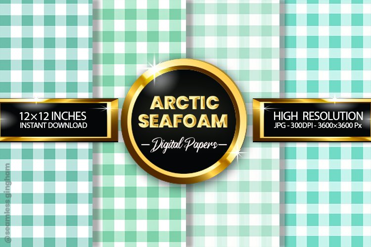 Arctic Seafoam Gingham Digital Papers 04 Variations example image 1