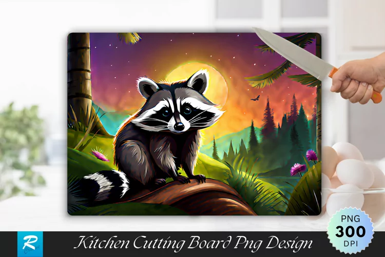 Racoon Background Cutting Board Sublimation Design