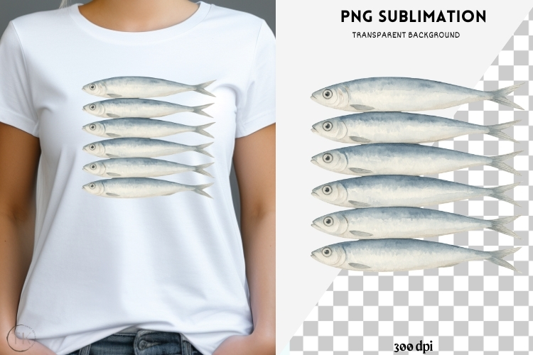 Sardines png design for T-shirts