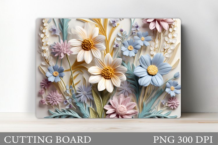 3D Flowers Cutting Board. Kitchen Cutting Board Sublimation example image 1