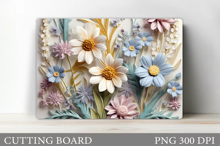 3D Flowers Cutting Board. Kitchen Cutting Board Sublimation