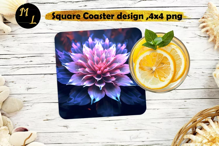 Flowers Coaster sublimation, Flowers Square Coaster design