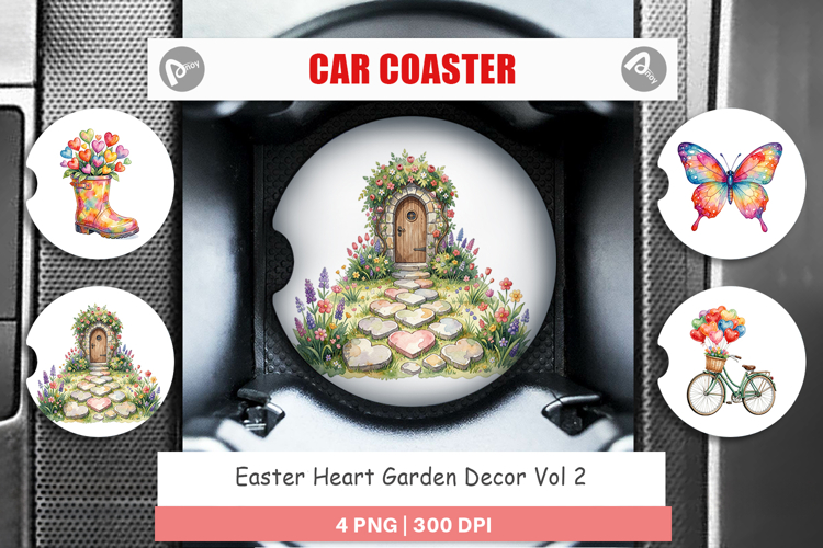 Easter Heart Garden Decor Car Coaster