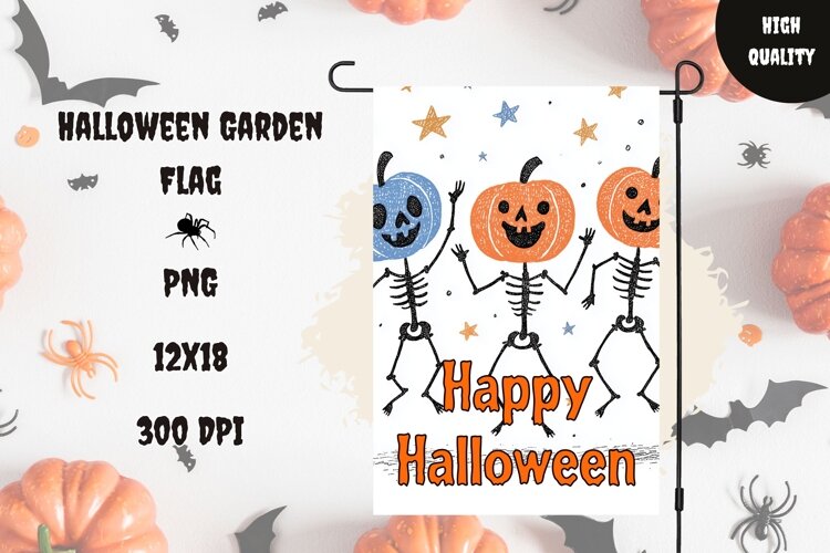 Pumpkin Head Garden Flag, Happy Halloween Garden Flag example image 1