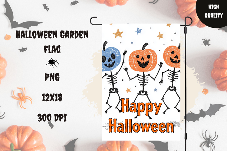 Pumpkin Head Garden Flag, Happy Halloween Garden Flag