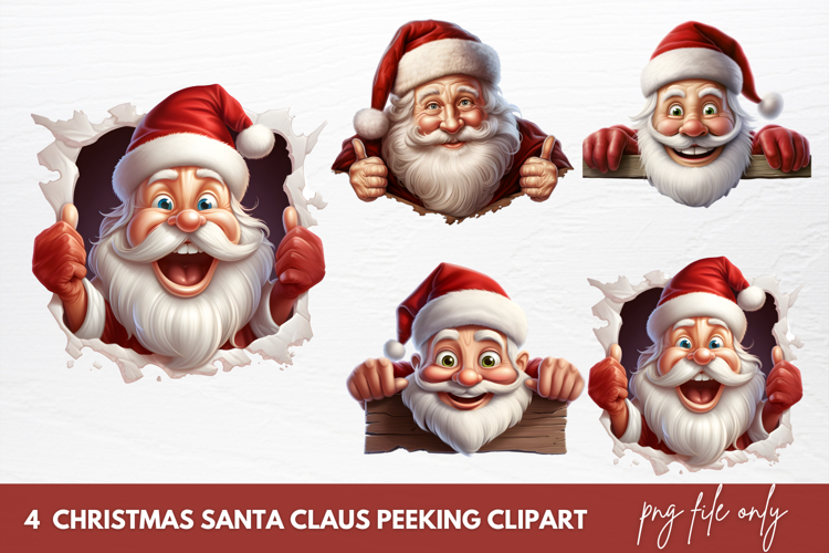 Christmas Santa Claus Peeking Clipart