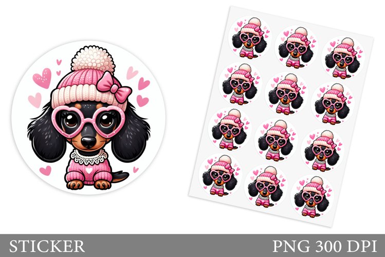 Cute Dog Sticker Design. Valentines Dog Sticker Printable