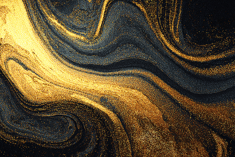 A luxurious swirling patterns of gold, black, and gray hues.