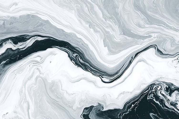 A beautiful abstract marble pattern swirling black & white
