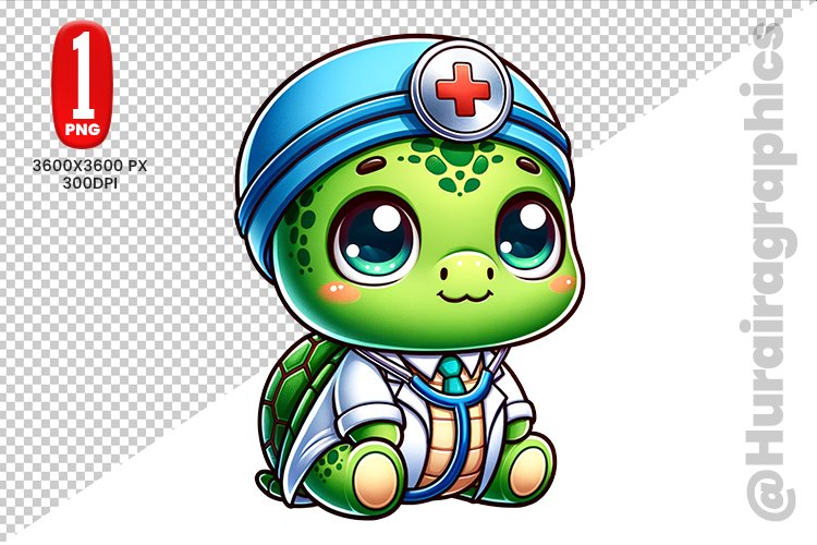Cute Turtle Clipart - PNG File