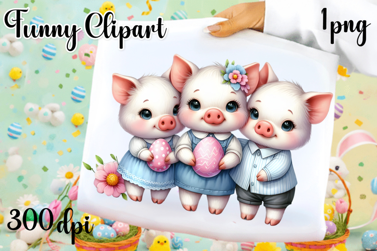 Spring animal clipart|Cute pig easter animals clipart