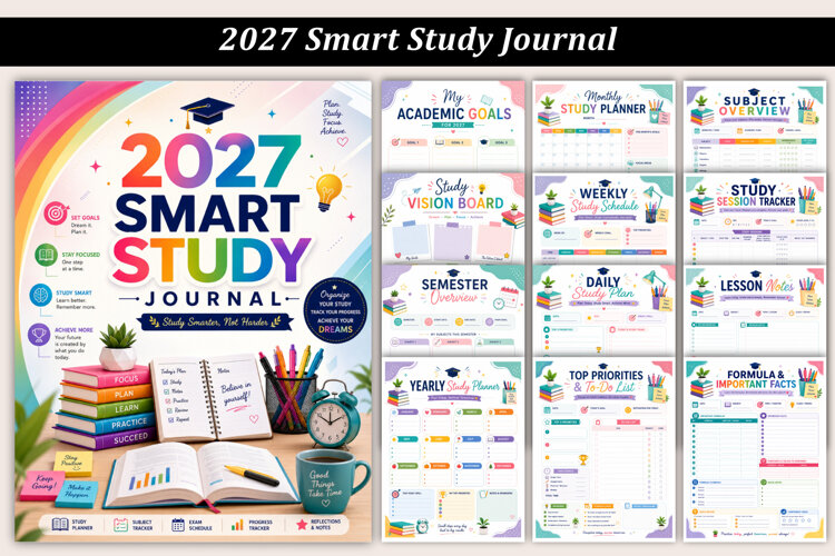 2027 Smart Study Journal | Printable Student Planner example image 1