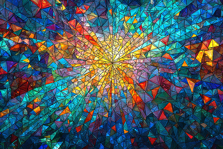 Radiant Stained Glass Starburst Colorful Background