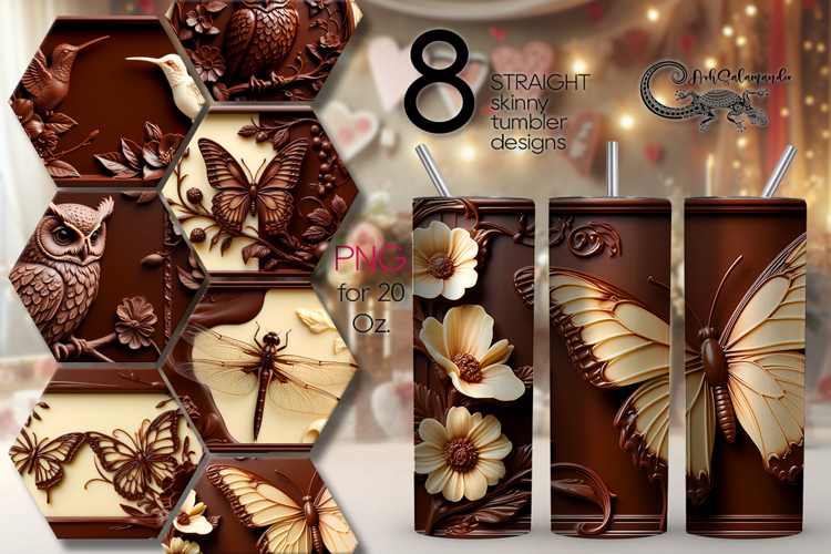 Chocolate | 8 Straight Skinny Tumbler Sublimation designs