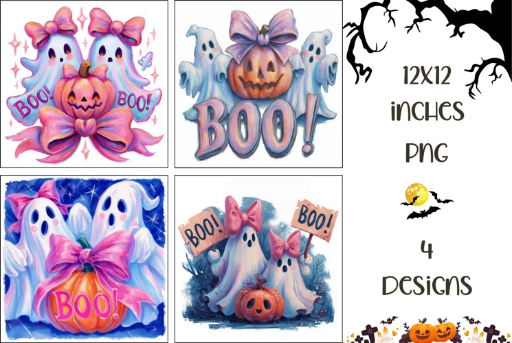Halloween Background, Cartoon Halloween Ghost Digital Papers