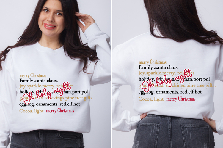 Oh Holy Night Words SVG, Merry Christmas SVG, Christmas Swea
