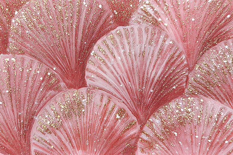 Pink & gold glittery fan-shaped decoration arranged together