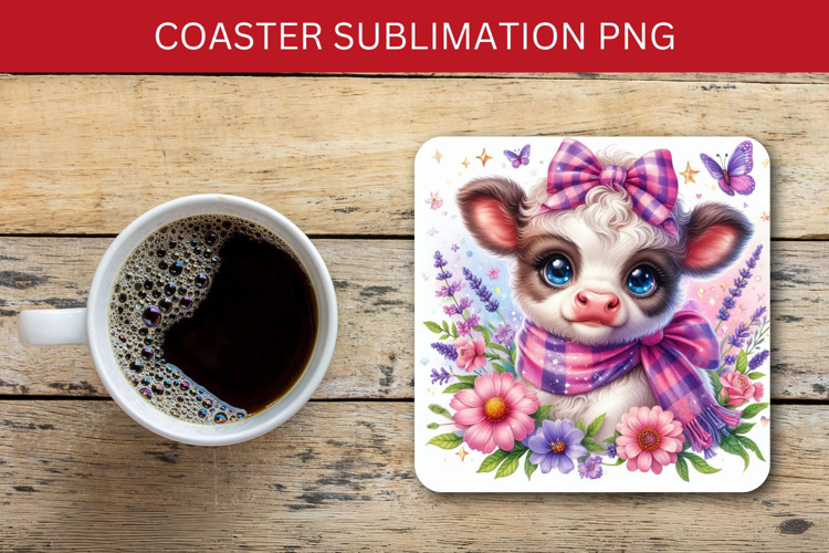 square coaster - baby cow