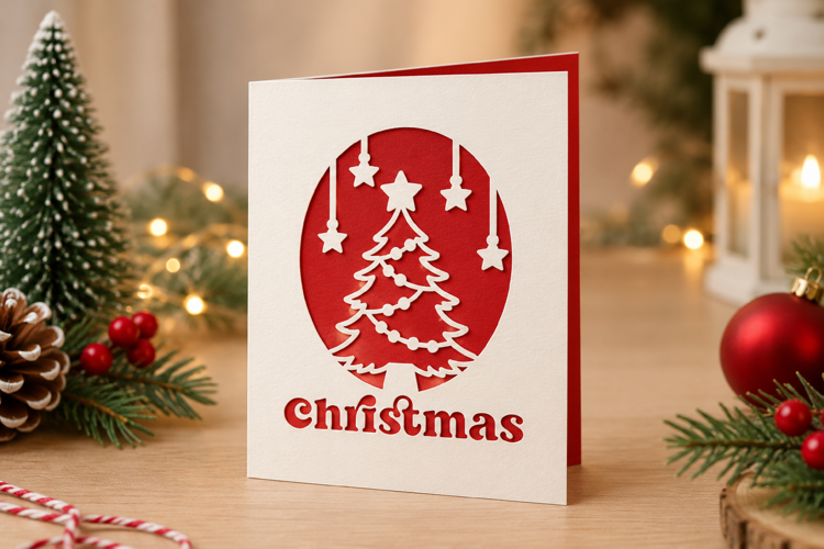 Christmas Greeting Card Paper Cut SVG