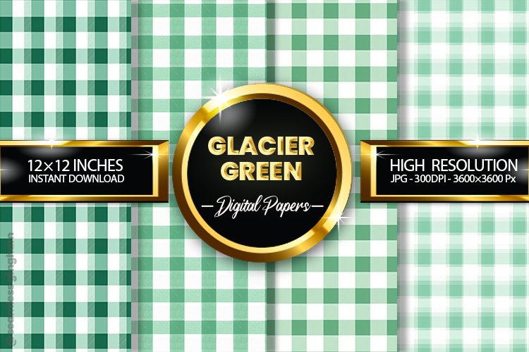 Glacier Green Gingham Digital Papers 04 Variations example image 1