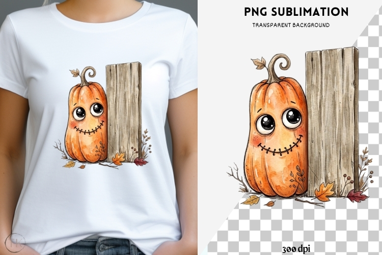 Peeking pumpkin halloween png design for T-shirts