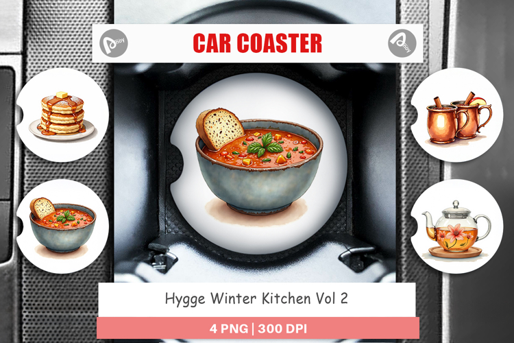 Hygge Winter Kitchen Car Coaster
