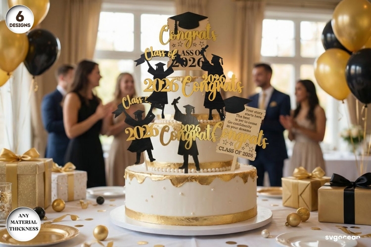 Graduation Cake Toppers SVG Bundle | Glowforge | Laser Cut