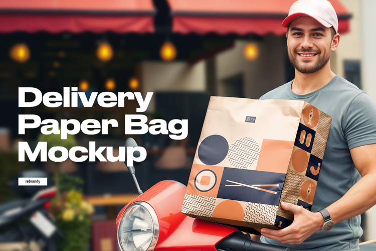 Restaurant Delivery Paper Bag Mockup