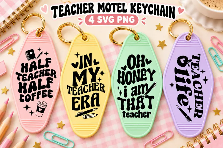 Trendy Motel Keychain SVG PNG, Groovy Retro Quotes