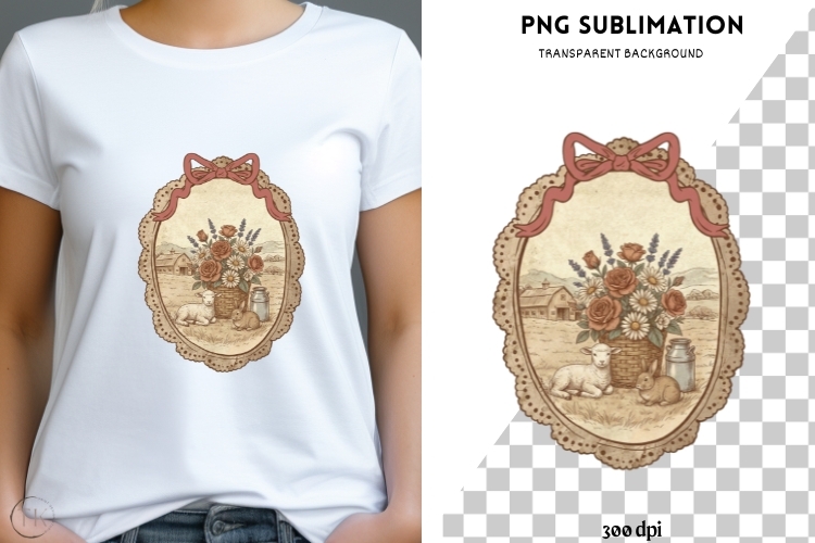Vintage frame bunny png design for T-shirts
