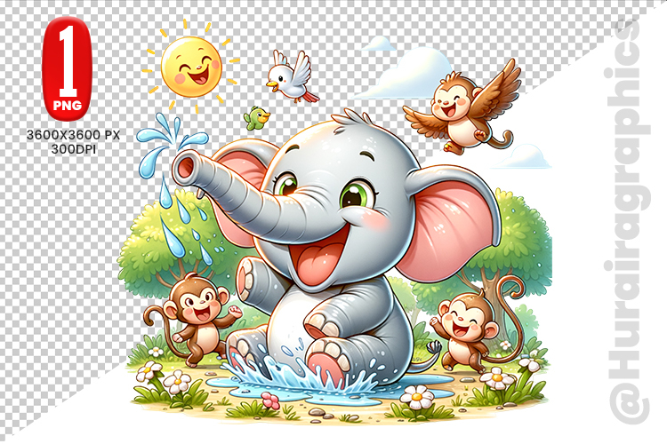 Cute Elephant Clipart Image 10