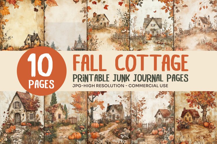 Cozy Fall Cottage Junk Journal Pages example image 1