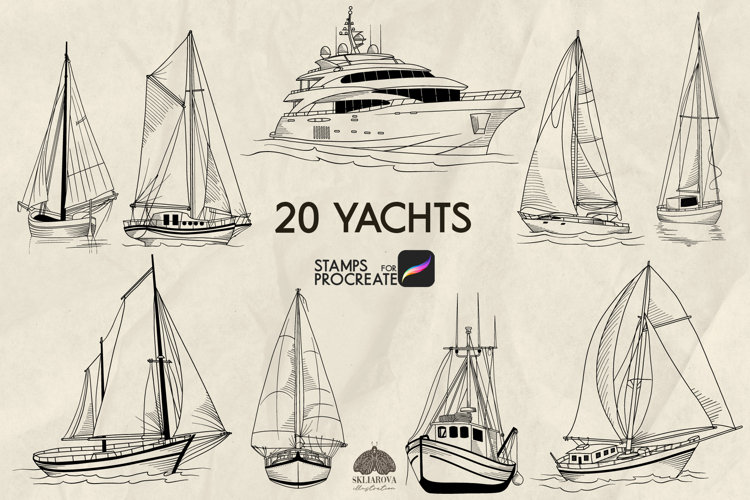 Yachts Procreate stamp brushes