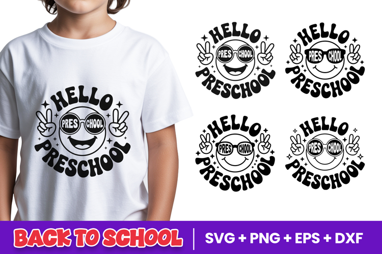 Hello Preschool Smiley Face SVG PNG