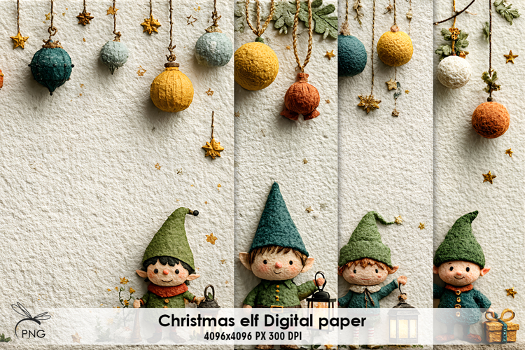 Christmas Elf digital paper, background clipart