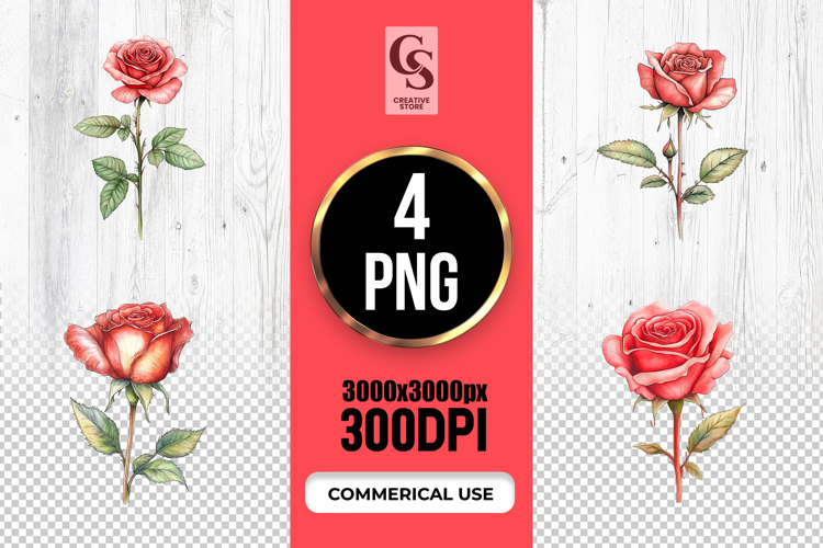 Pink Rose Flower Clipart Sublimation PNG
