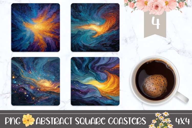 Abstract Square Coasters, Cosmic Square Coaster Designs