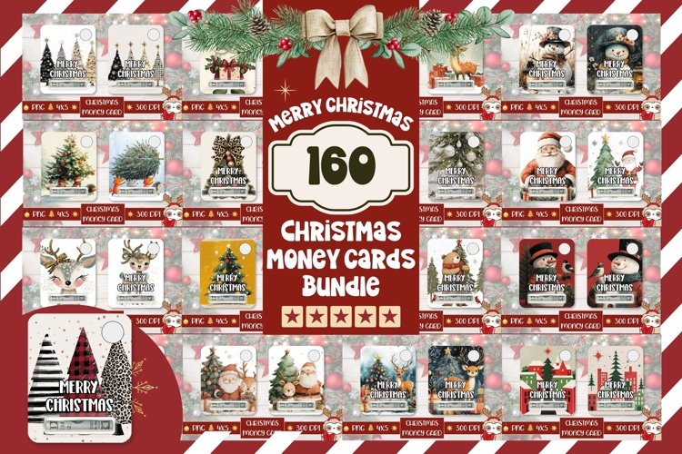 Cartoon Christmas Money Cards Bundle, Christmas Bundle