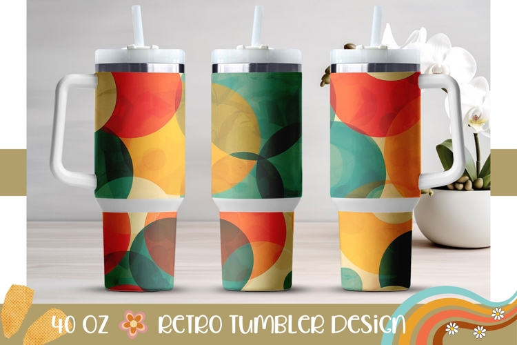 Retro Circles Tumbler, Retro 40 Oz Tumbler Sublimation