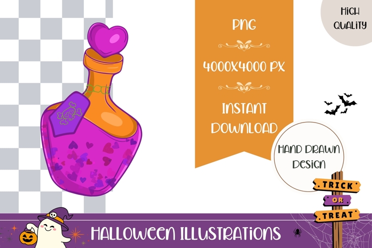 Hand Drawn Halloween Love Poison Bottle Illustration