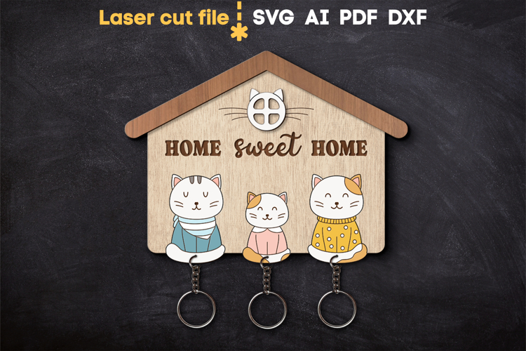 Cats Keyholder SVG laser cut files for Glowforge